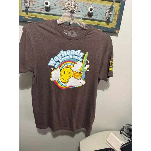 Grunt Style Club Member "Warheads on Foreheads" graphic t-shirt in heather brown - Picture 1 of 5